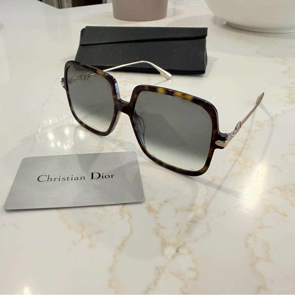 DIOR BROWN TORTOISE SQUARE SUNGLASSES - Picture 6 of 10